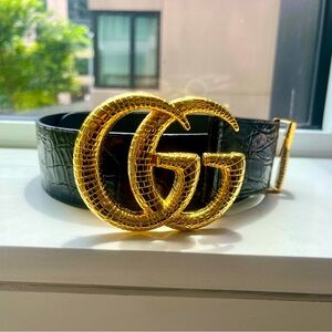 Gucci Crocodile Belt with Double G Buckle